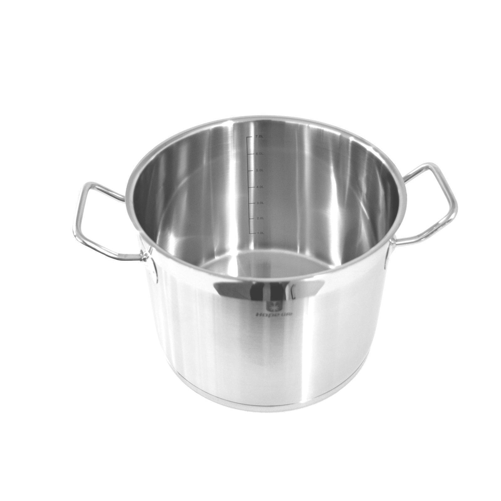 7 Litre Stock Pot - 24 Cm Stainless Steel Induction Compatible-Stainless Steel Cookware-Chef's Quality Cookware