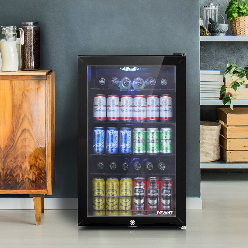 115L Bar Fridge Glass Door - Beverage Refrigerator