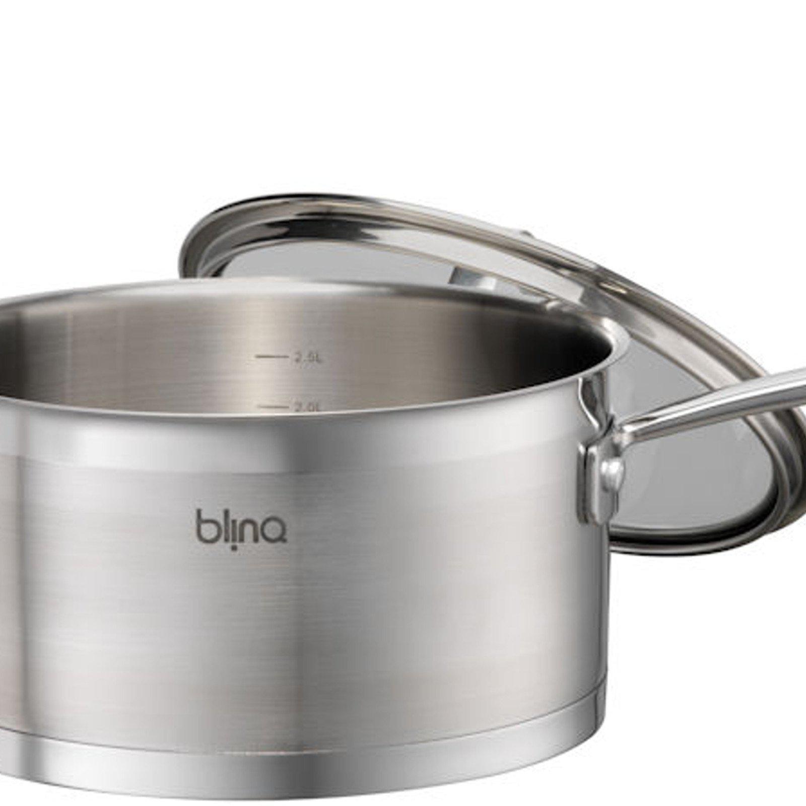 Blinq Gourmet Saucepan - 20 cm / 3.2 Litre Saucepan with Lid - Induction Compatible-Stainless Steel Cookware-Chef's Quality Cookware
