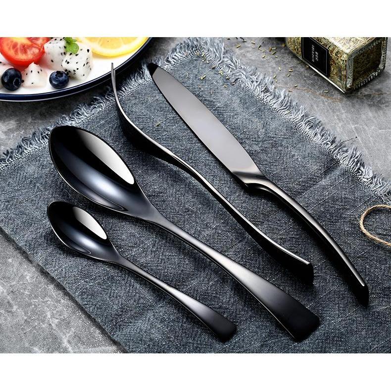 24 Piece Stainless Steel Cutlery Set - Midnight Black-cutlery set-Chef's Quality Cookware