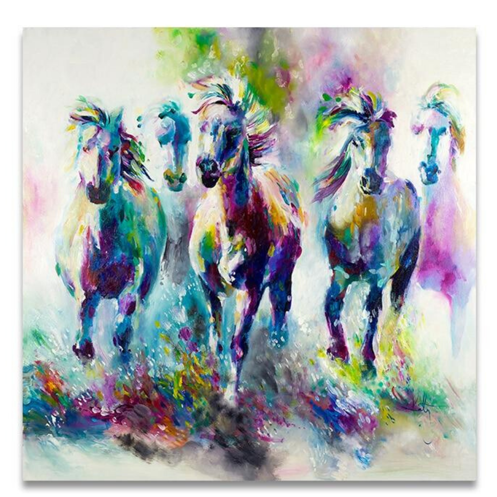 Five Galloping Horses - Canvas Wall Art