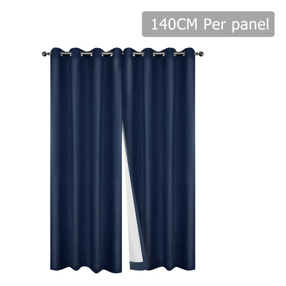 Art Queen 2 Panel 140 x 230cm Eyelet Blockout Curtains - Navy