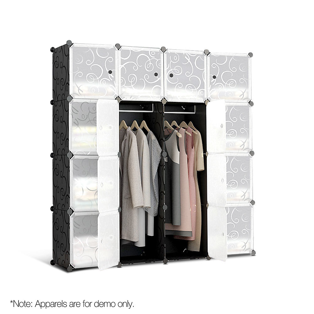 16 Cube Portable Storage Cabinet Wardrobe - Black & White