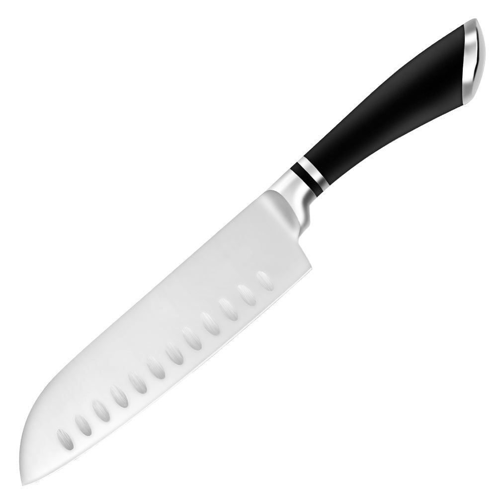 Santoku Chef Knife 172mm - Black Comfort Grip Handle