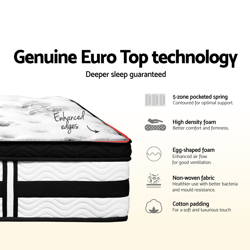 Giselle Bedding Algarve Euro Top Pocket Spring Mattress 34cm Thick – Double
