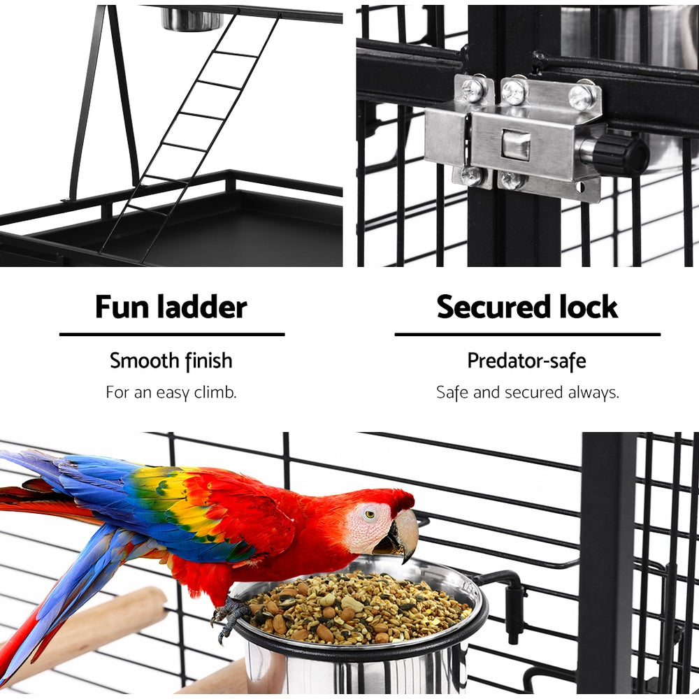 i.Pet Pet Bird Cage with Perch - Black