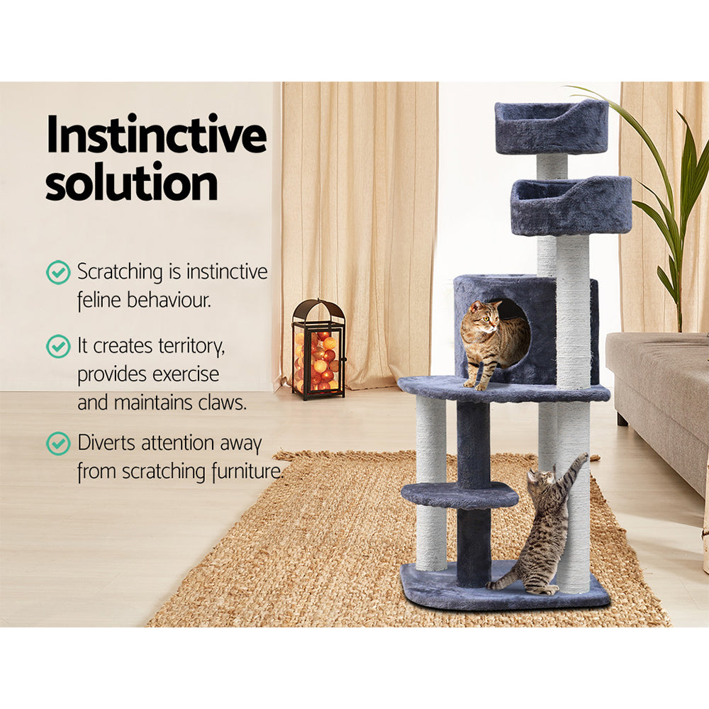 i.Pet Cat Tree 126cm Trees Scratching Post Scratcher Tower Condo House Furniture Wood