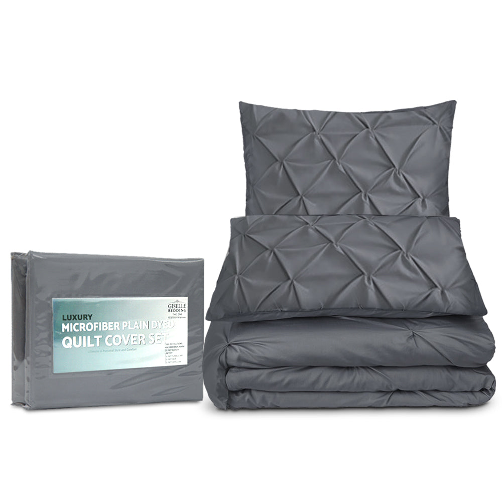 Giselle Bedding Queen Size Quilt Cover Set - Charcoal