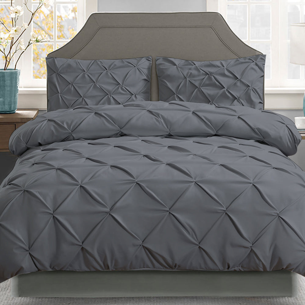 Giselle Bedding Queen Size Quilt Cover Set - Charcoal