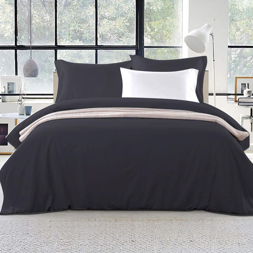 Giselle Bedding King Size Classic Quilt Cover Set - Black