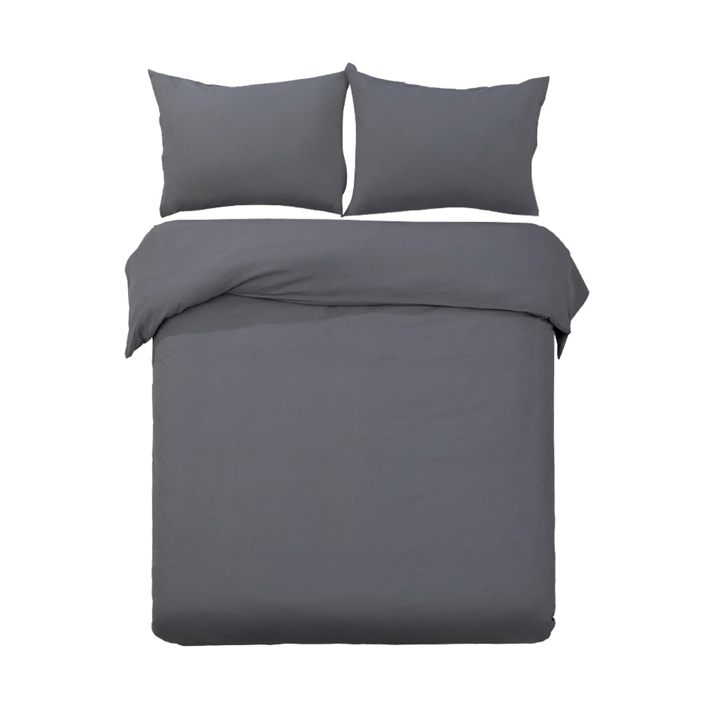 Giselle Bedding Queen Size Classic Quilt Cover Set - Charcoal