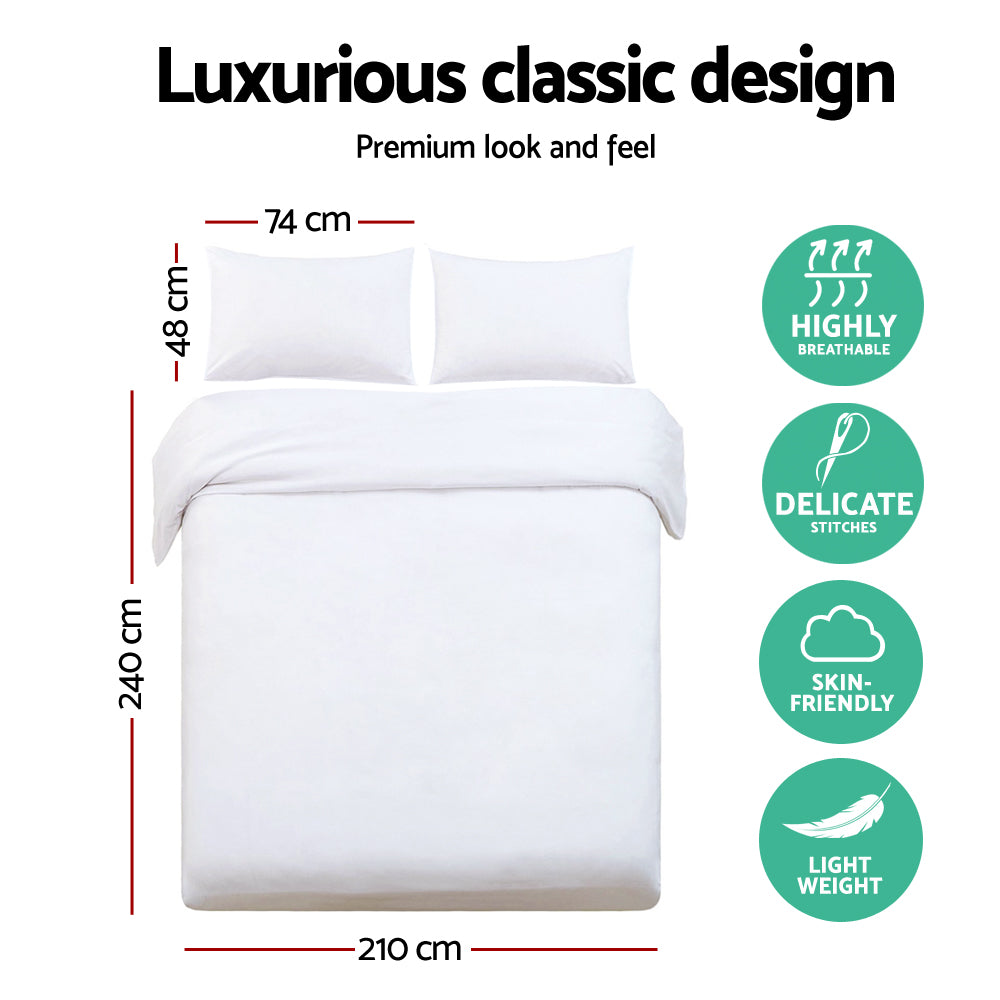 Giselle Bedding King Size Classic Quilt Cover Set - White