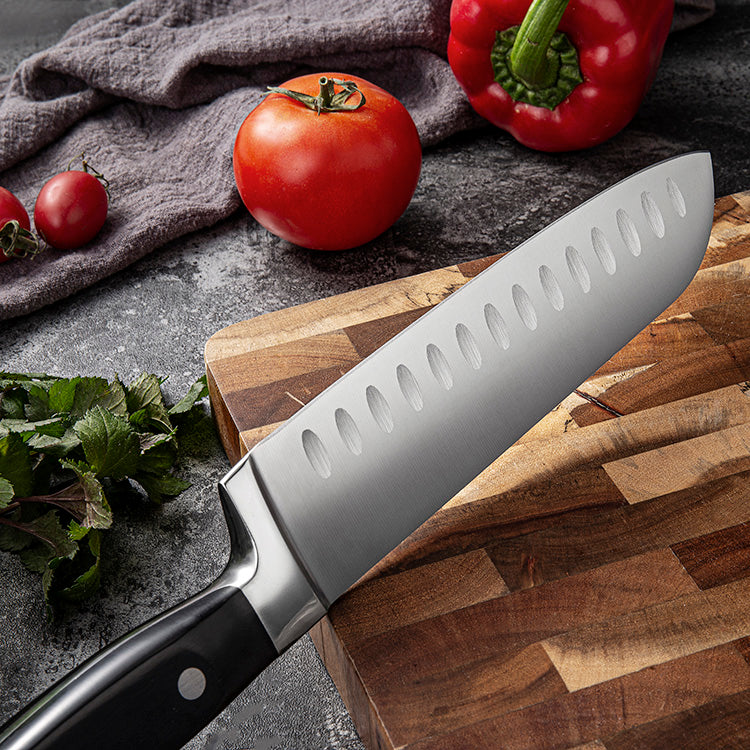 Santoku Chef Knife 178mm - Black Handle