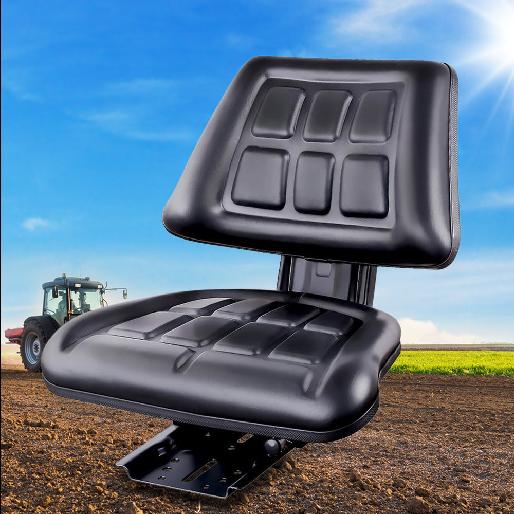 Giantz PU Leather Tractor Seat with Sliding Track - Black