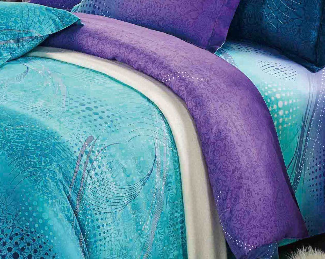 Luxton King Size Turquoise Aqua and Purple Quilt Cover Set(3PCS)