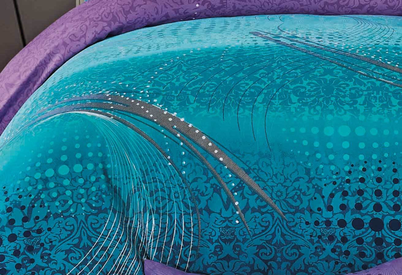 Luxton Queen Size Turquoise Aqua and Purple Quilt Cover Set(3PCS)