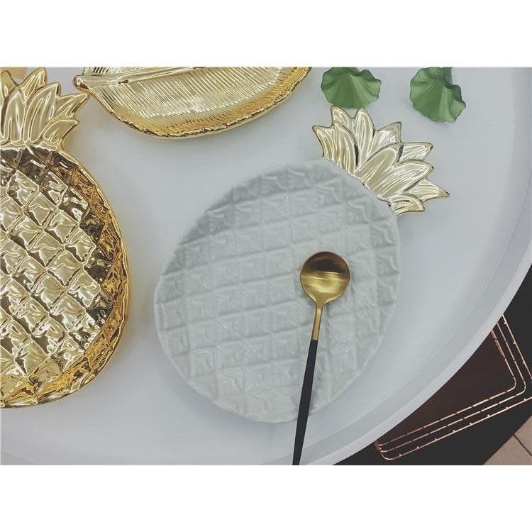 Artistic Pineapple and Leaf Ceramic Plates-Plate-Chef's Quality Cookware