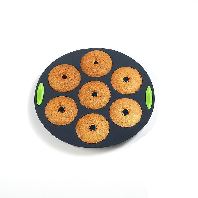 Baking Pan – 7 Hole Doughnut Baking Pan Made from Silicone-Cake Pan-Chef's Quality Cookware