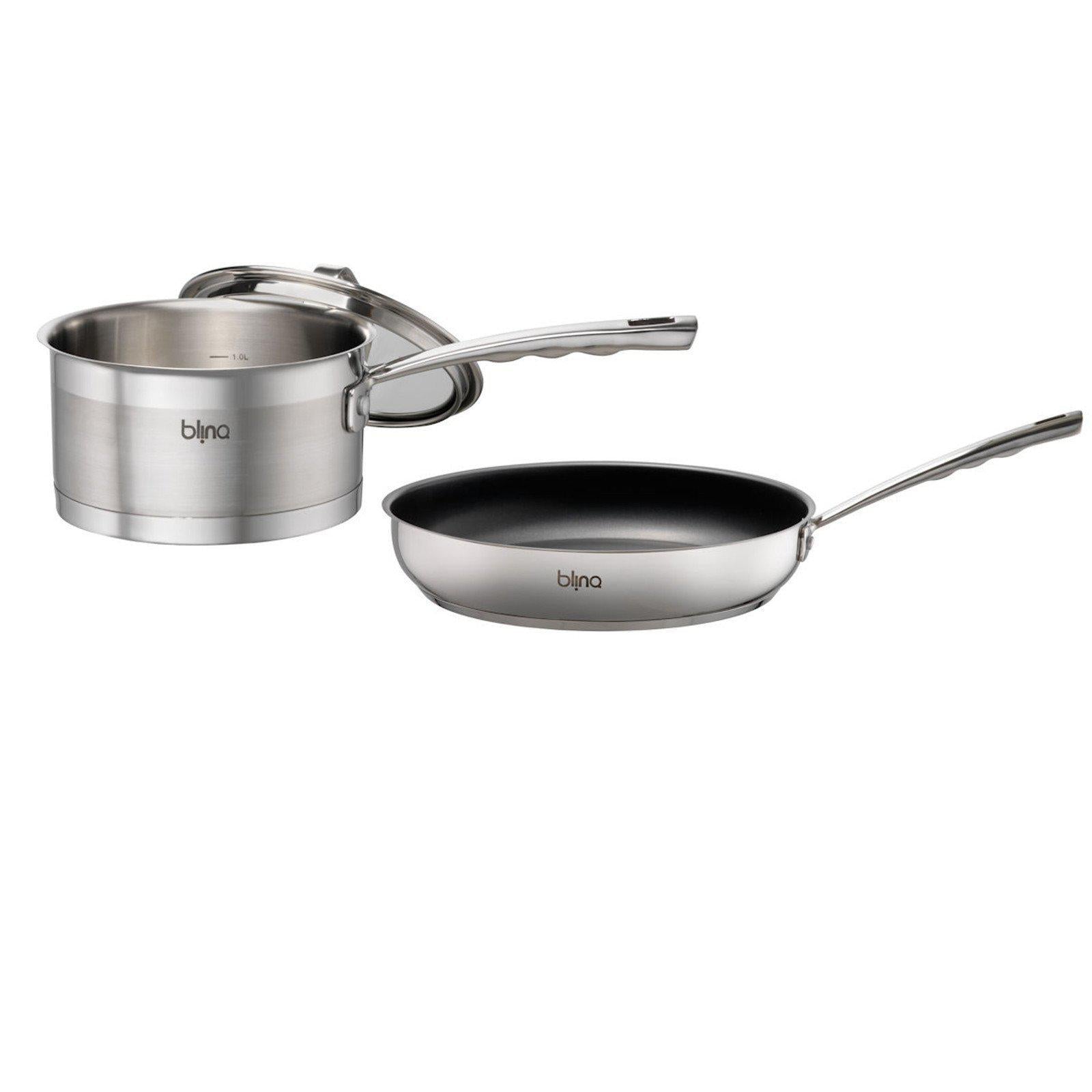 Blinq 2pcs Saucepan & Frypan Induction Cookware Set - Stainless Steel-Stainless Steel Cookware Set-Chef's Quality Cookware