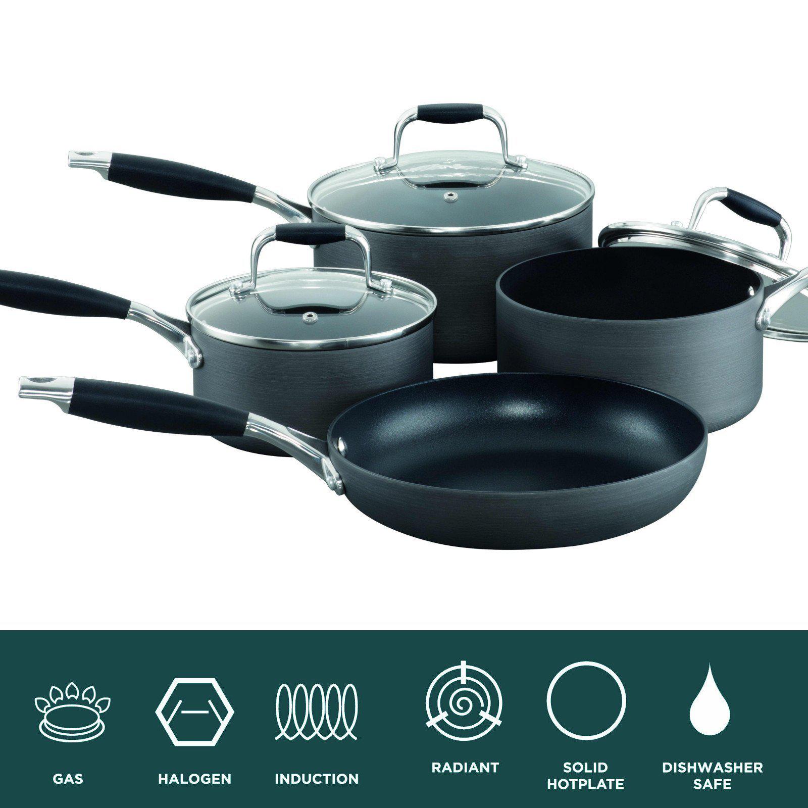 Blinq Elite 4pcs Hard Anodised Cookware Set with Glass Lids-Cookware Set-Chef's Quality Cookware