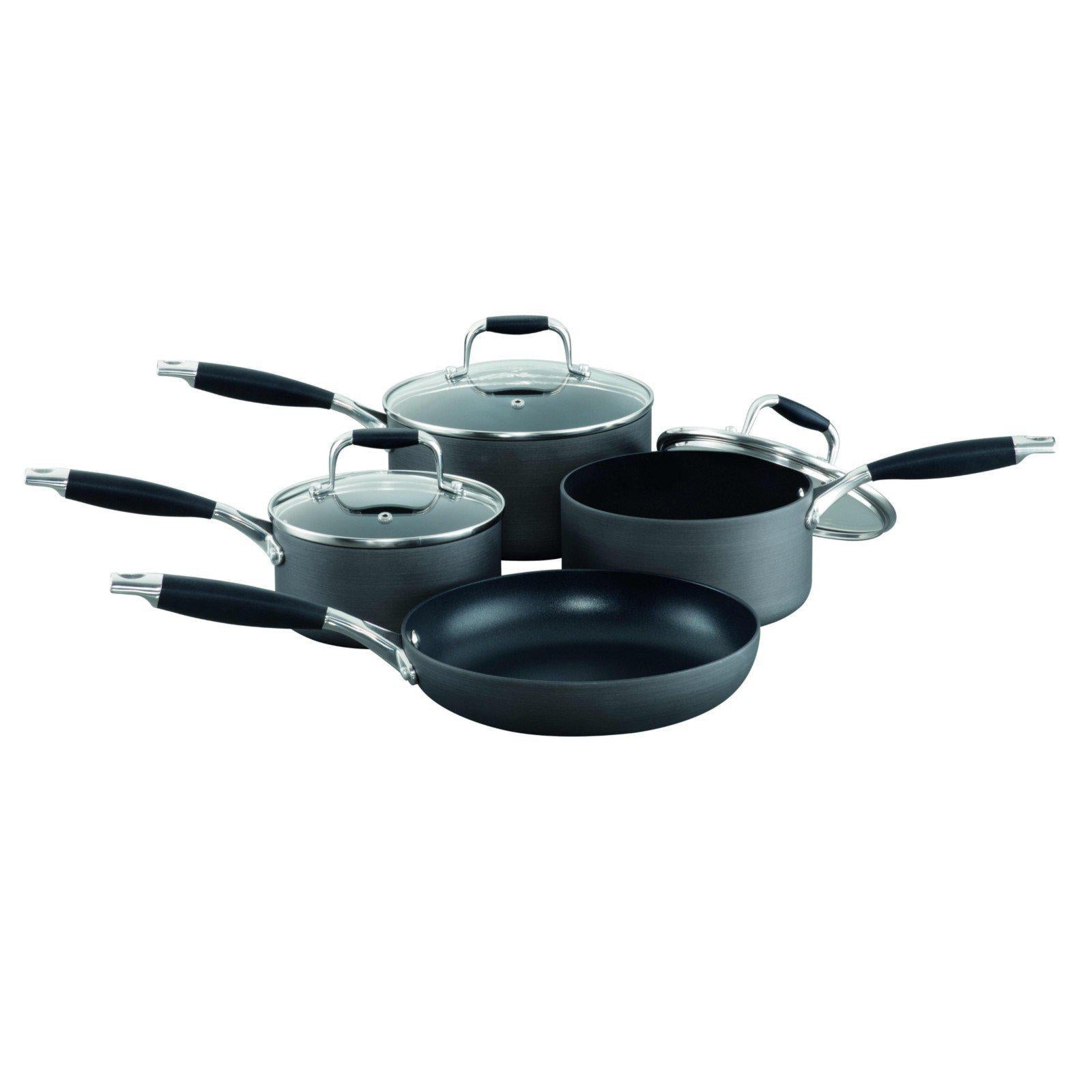 Blinq Elite 4pcs Hard Anodised Cookware Set with Glass Lids-Cookware Set-Chef's Quality Cookware