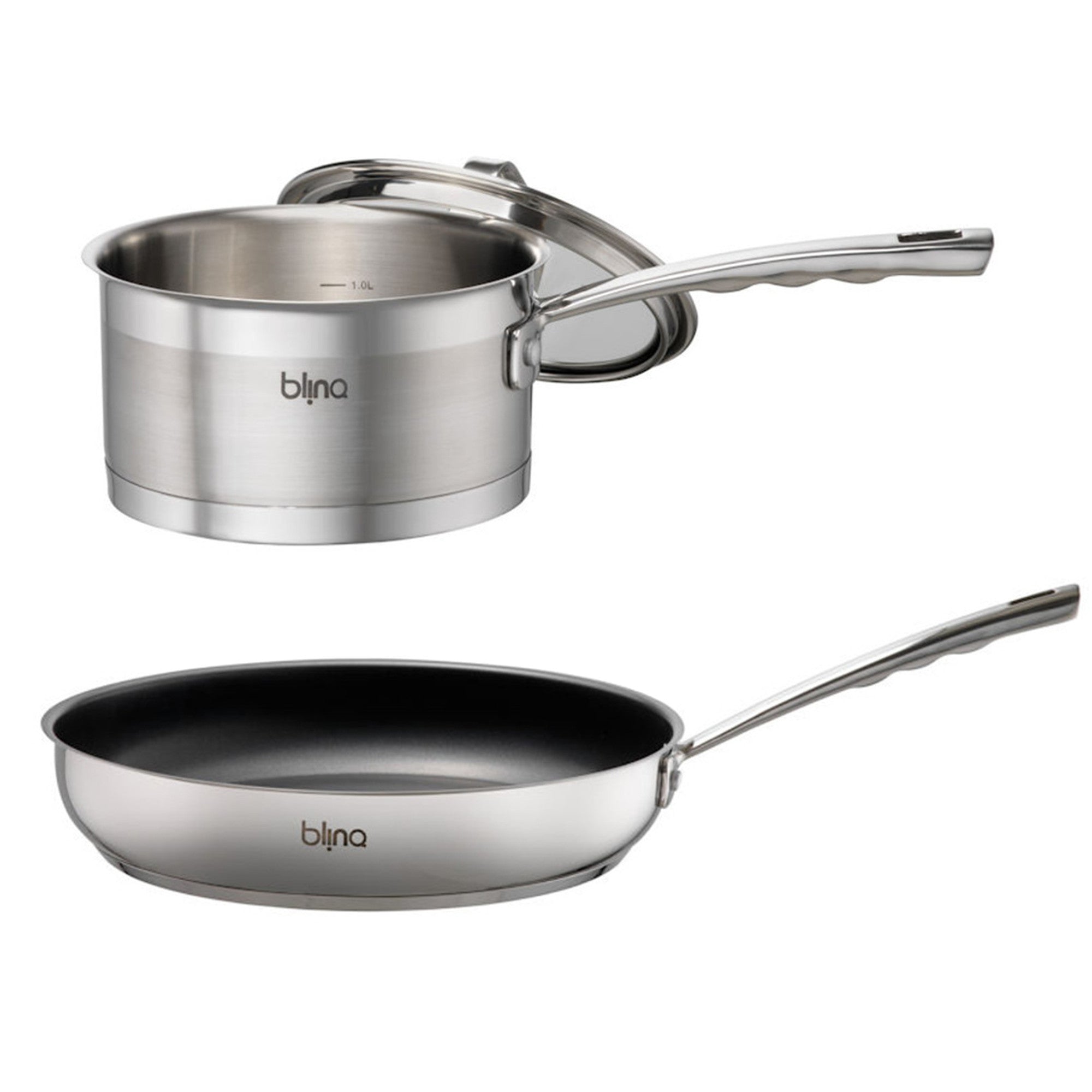 Blinq 2pcs Saucepan & Frypan Induction Cookware Set -  Stainless Steel