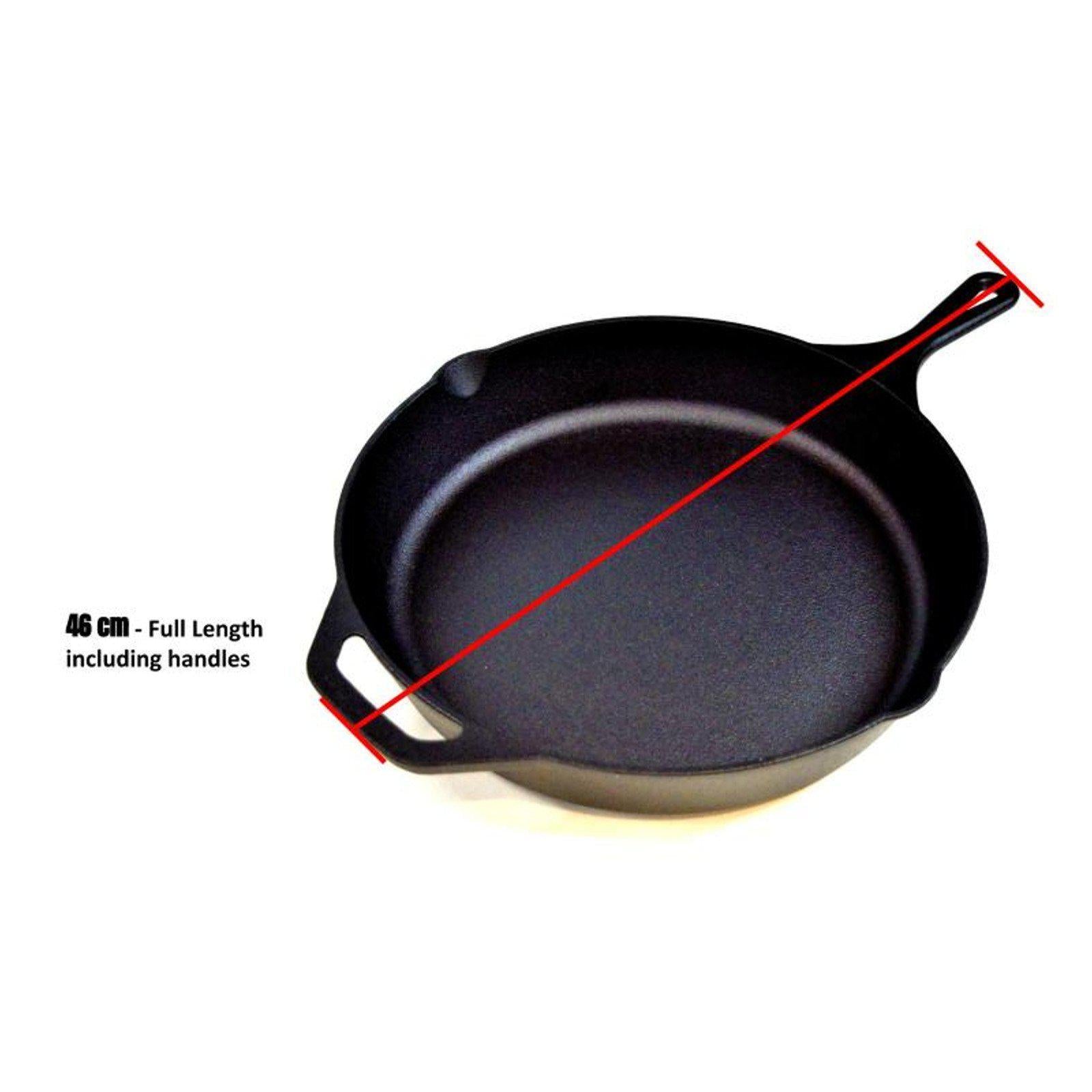Chef's Quality Black Cast Iron Skillet - Large 30cm Cooking Surface-Frying Pan-Chef's Quality Cookware