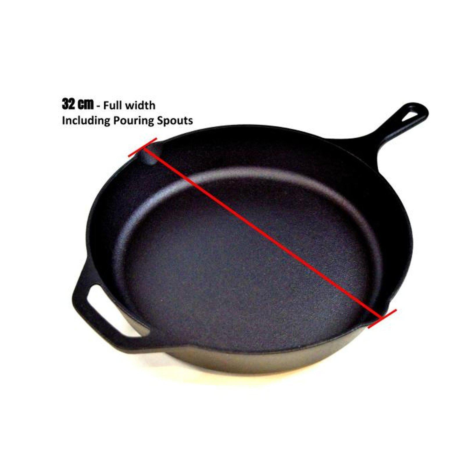 Chef's Quality Black Cast Iron Skillet - Large 30cm Cooking Surface-Frying Pan-Chef's Quality Cookware