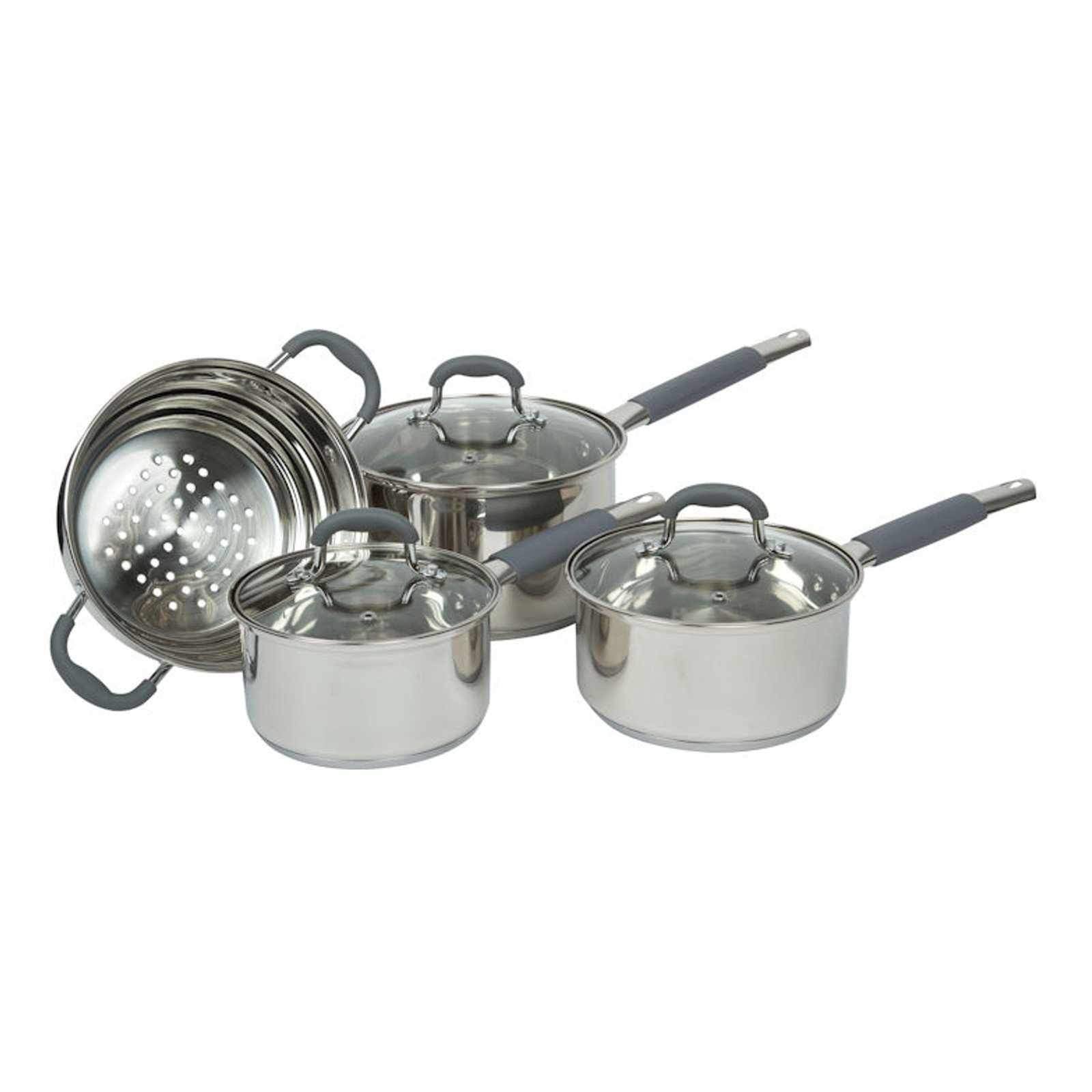 Davis & Waddell 4pcs Argon Cookware set Stainless Steel with Glass Lids-Stainless Steel Cookware Set-Chef's Quality Cookware