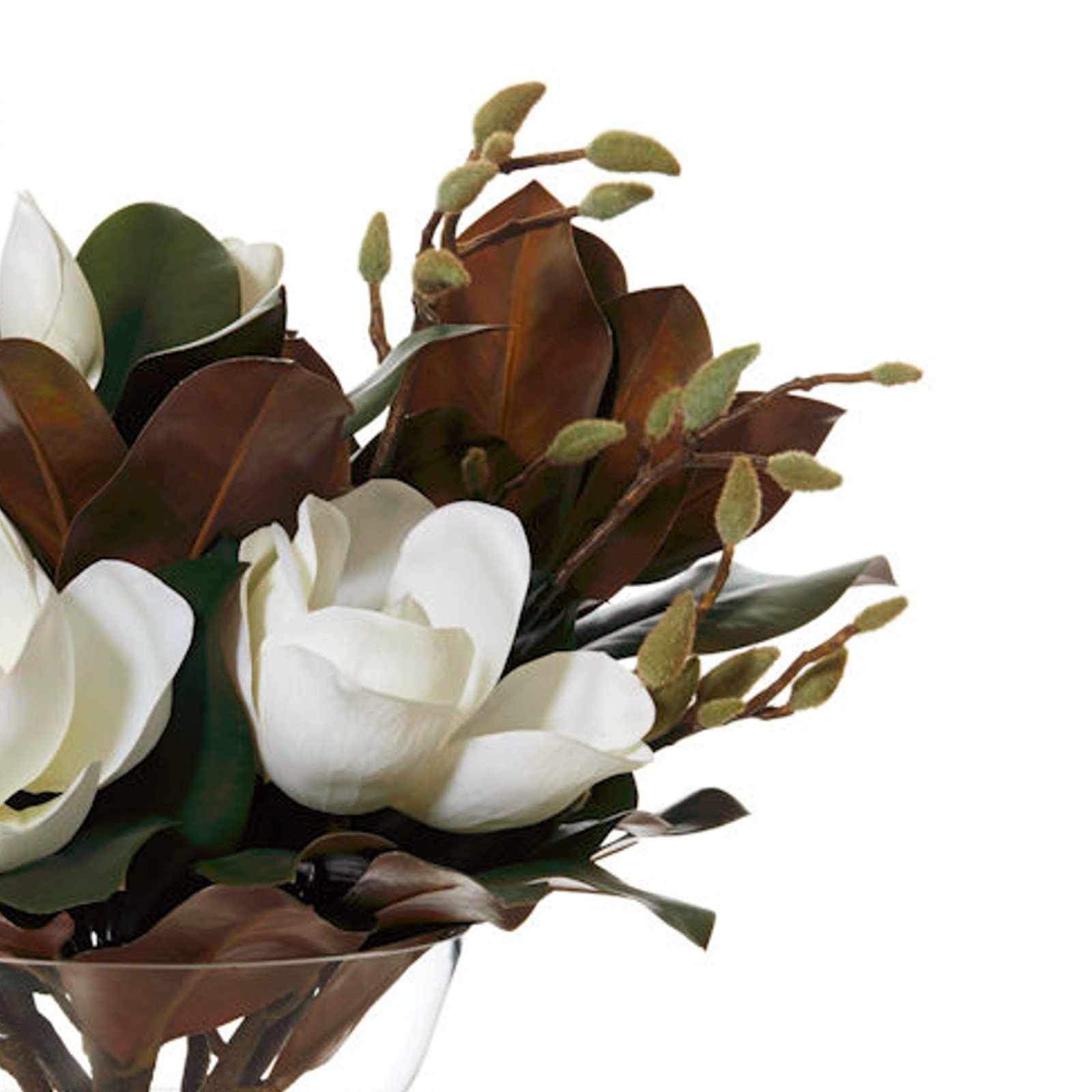 Magnolia Mix with Dahlia Bowl - Artificial Flower Arrangement-artificial flowers and plants-Chef's Quality Cookware