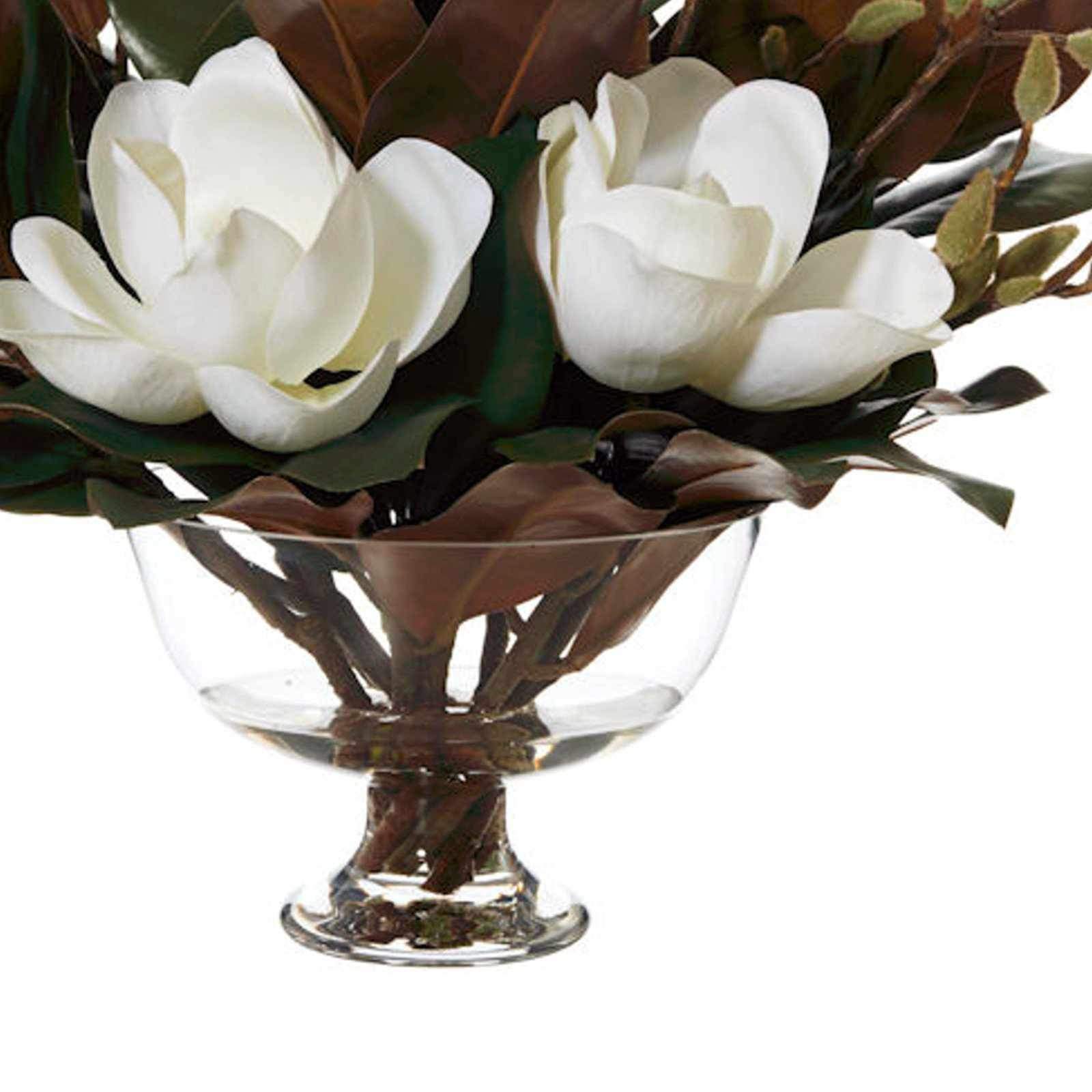 Magnolia Mix with Dahlia Bowl - Artificial Flower Arrangement-artificial flowers and plants-Chef's Quality Cookware