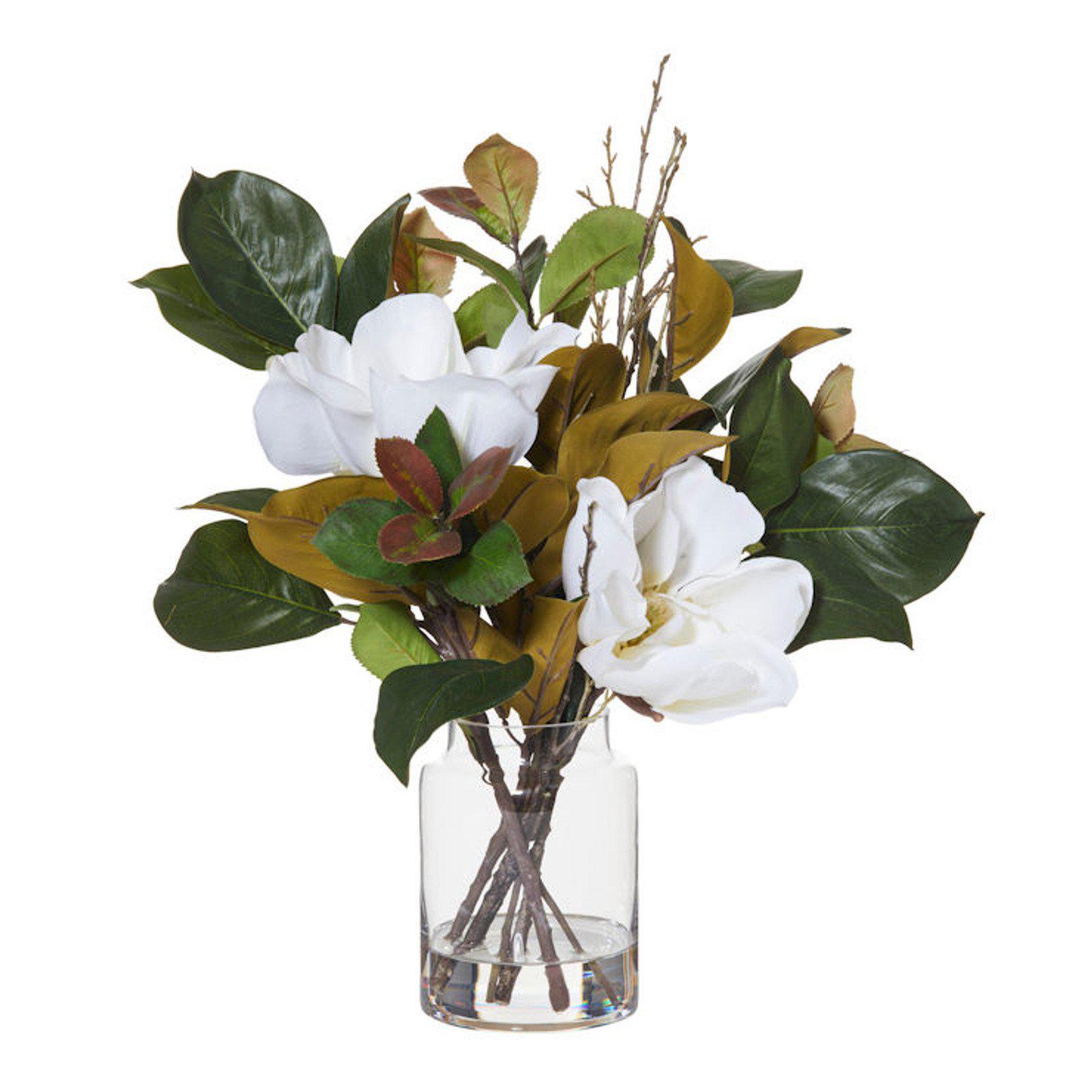 Magnolia Mix With Pail Vase- Artificial Flower / Floral Arrangement-artificial flowers and plants-Chef's Quality Cookware