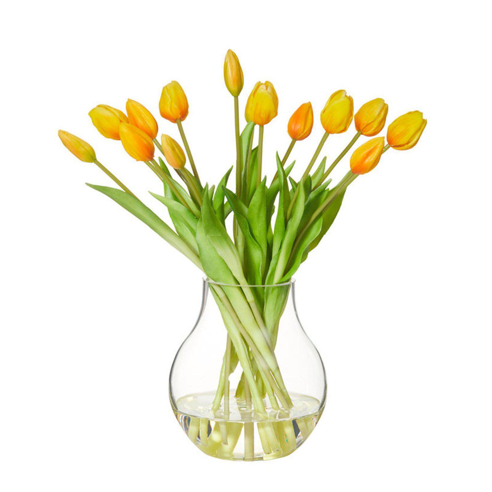 Mini Tulip Bouquet With Aria Vase - Artificial Floral Arrangement Yellow/White/Pink-artificial flowers and plants-Chef's Quality Cookware