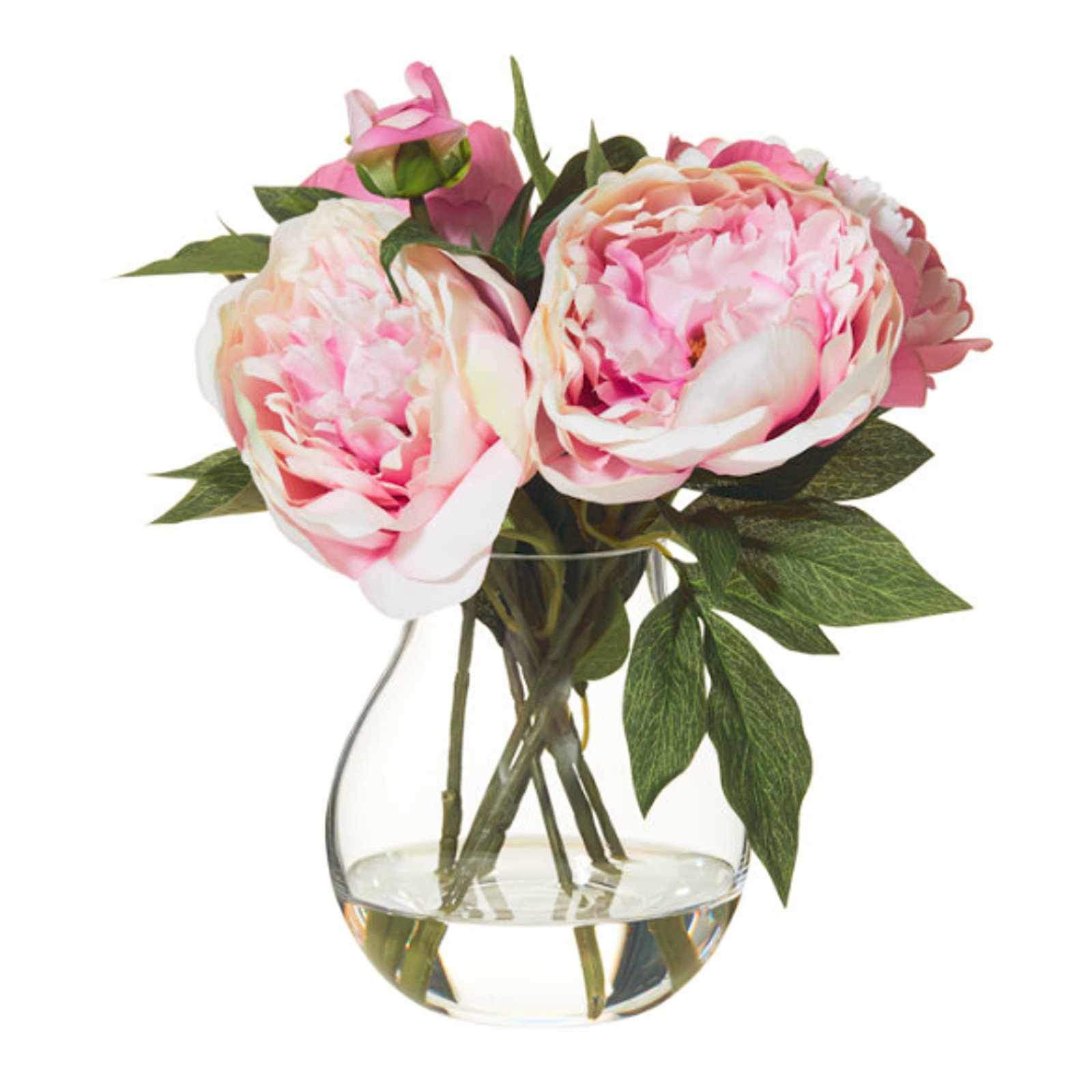 Peony Arrangement with Aria Vase - Artificial Flower Arrangement-artificial flowers and plants-Chef's Quality Cookware