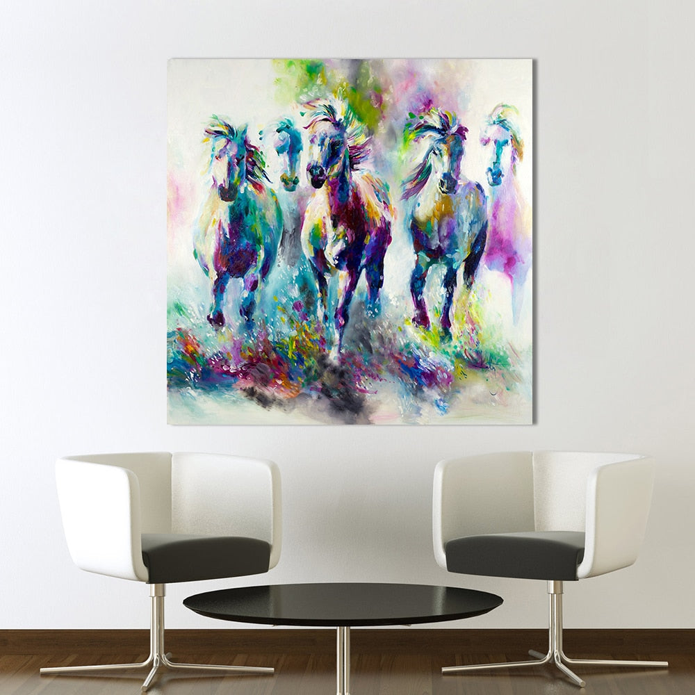 Five Galloping Horses - High-Quality Canvas Wall Art-wall art-Chef's Quality Cookware