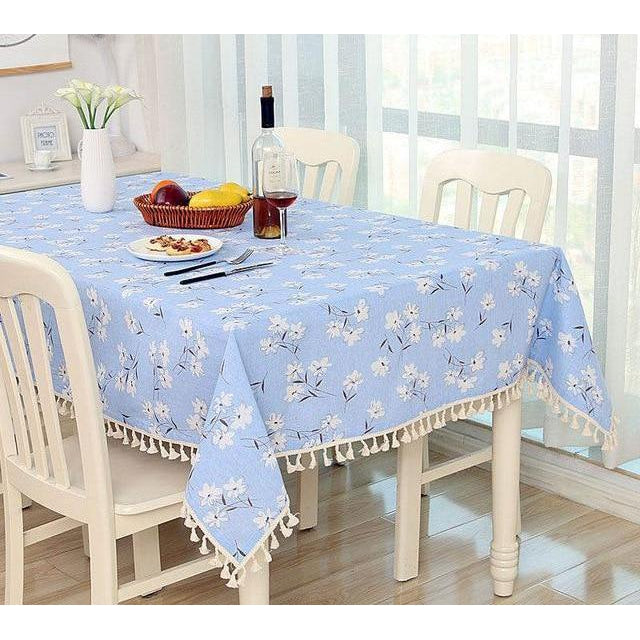 Blue Floral Print Dining Tablecloth-Tablecloth-Chef's Quality Cookware