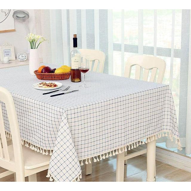 White Checkered Dining Tablecloth-Tablecloth-Chef's Quality Cookware