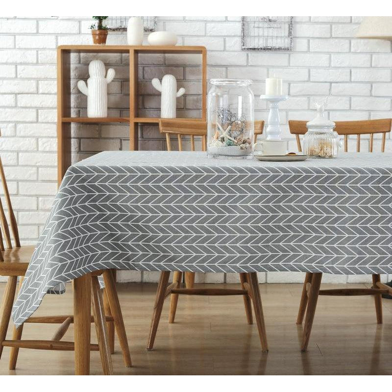 Grey Chevron Pattern Minimalist Tablecloth-Tablecloth-Chef's Quality Cookware