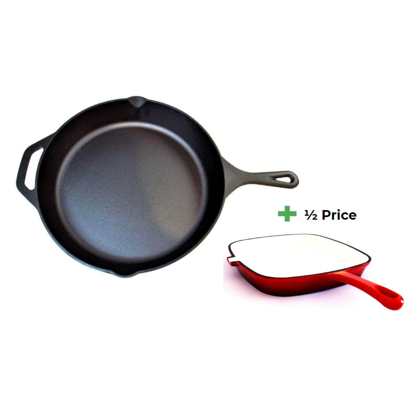 Chef's Quality Cast Iron Skillet and Griddle Bundle-Frying Pan-Chef's Quality Cookware