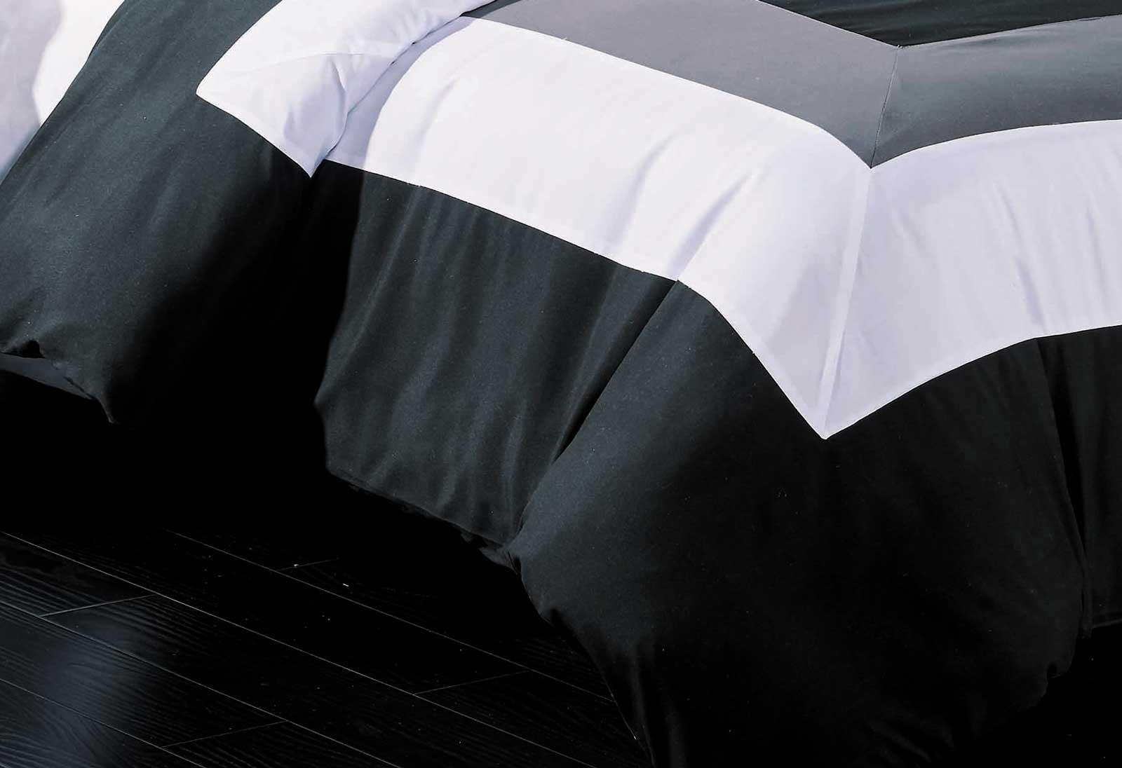 Luxton Queen Size Black Grey White Quilt Cover Set(3PCS)