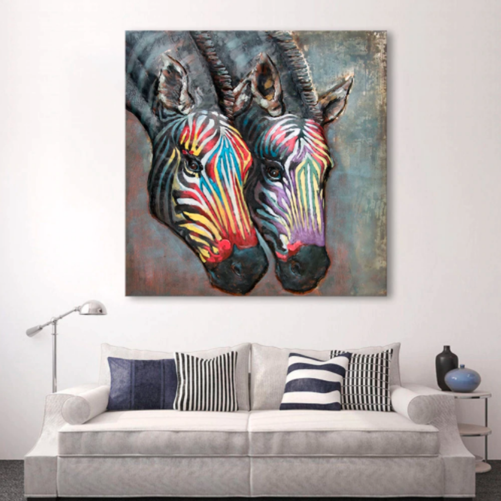 Rainbow Striped Zebras - Canvas Wall Art